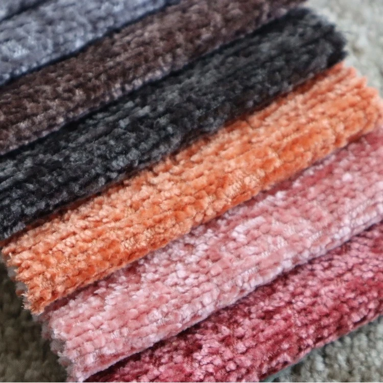 Lóðrétt Ribbed Chenille Warp Prjónað áklæði Efni Sófi Sérsniðin húsgögn