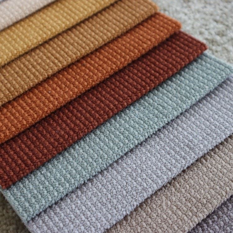 Lóðrétt Waffle Stripe Chenille Warp Prjónað áklæði Efni Sófi Húsgögn